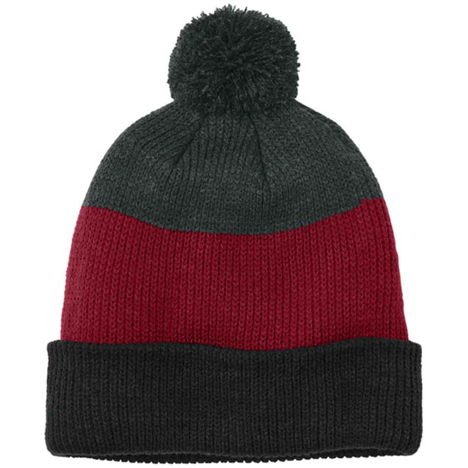 Port Authority Cozy Striped Pom Beanie - Image 2