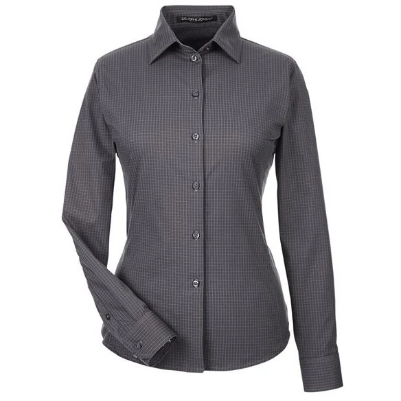 Devon & Jones CrownLux Performance™ Ladies' Tonal Mini Check Shirt - Image 2
