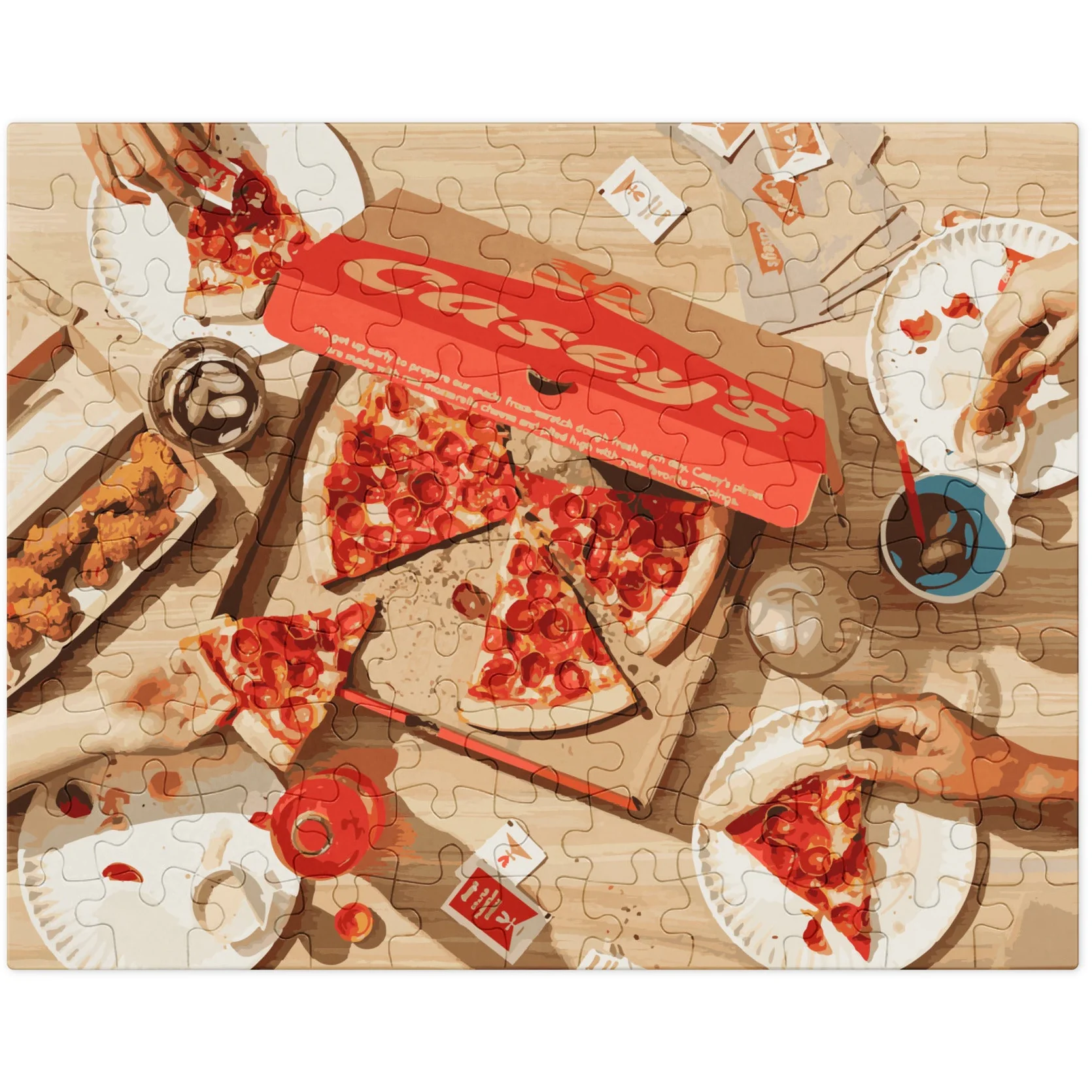 Jigsaw puzzle with tin